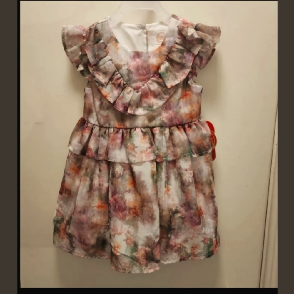 Toddler Girls Holiday Dress size 3T Wonder Nation Pink Floral NWT